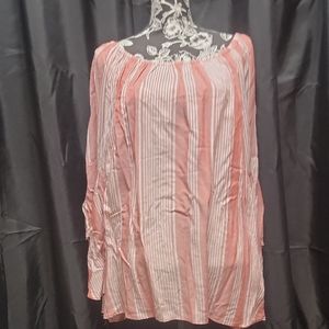 Striped Pink Women's Top with flare sleeves
